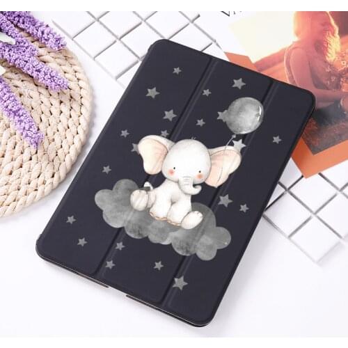 Ipad 2 3 4 Black Leather PU Hard Back Case Cute Small Elephant Cover Protective For 2020 iPad Pro 11 12.9 10.5 7.9 inch Mini 1 2