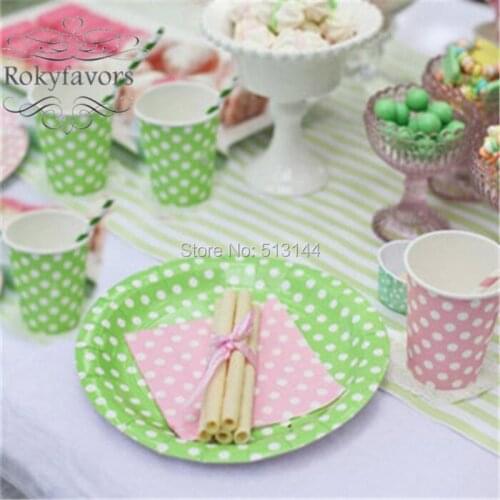 12PCS 7inch Polka Dot Paper Plates Birthday Party Supplies Events Souvenirs Disposable Paper Plates