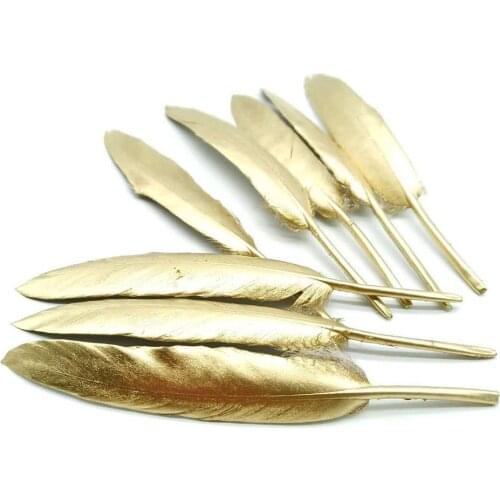 20Pcs Natural gold Goose Feather crafts DIY wedding feathers Plume jewelry making Party home Decoration Accessories 4-6inch