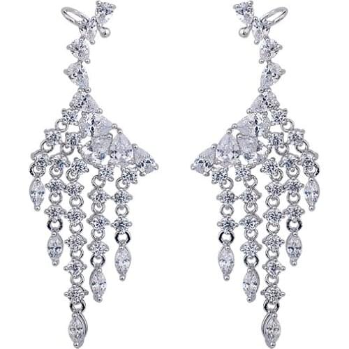 2017 New Arrival Fashion Waterdrop Zircon Earrings Hollow Exaggerated Personality Women Earring GLE5970Y