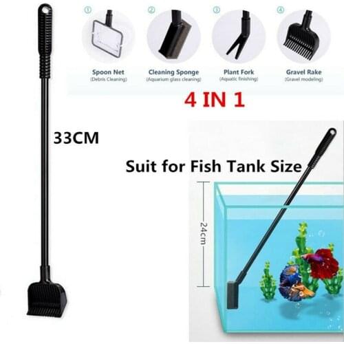 4 in 1 Aquarium Cleaning Tools Head Cleaning Brush Plastic Sponge Aquarium Glass Algae Cleaner Glass Plant Aquarium Fish Tank