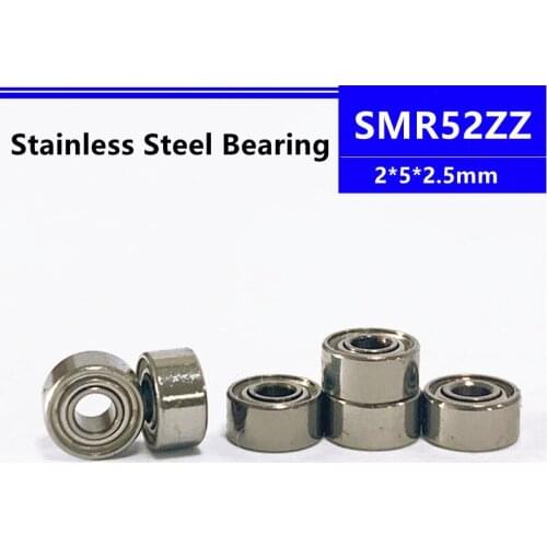 50/100/500pcs SMR52ZZ 2*5*2.5mm L-520ZZ stainless steel miniature deep groove ball bearing 2x5x2.5mm SMR52 SMR52Z