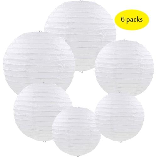 6 pcs 8 "-12" White Paper Lantern Chinese Egg Round Paper Lanterns lampion for Wedding Party Xmas Hanging Diy Decoration