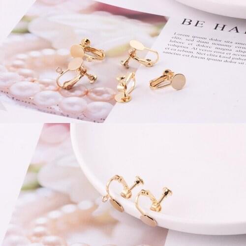 6pcs Diy Gold Plated Jewelry Accessories No Color Retention Screw Pinto Pierced Ear Clip Earring without Hanging Strap Material