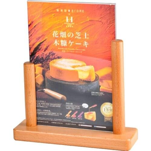 A5 Wooden Acrylic Sign Menu Holder Clear Plastic Frame Stand Table Menu Stand Restaurant Menu Cover Holders Stand