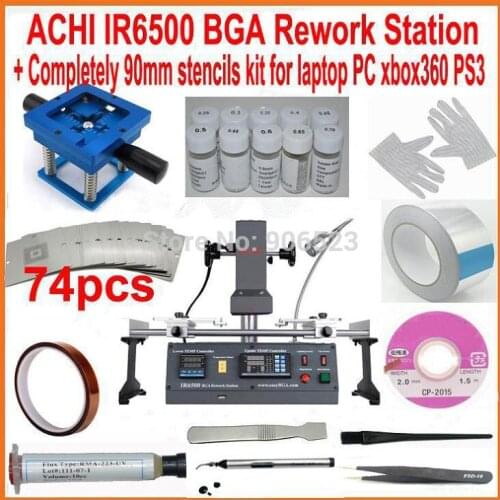 ACHI IR6500 dark IR BGA rework station motherboard reballing soldering station +74pcs 90mm bga stencils 20 free gift