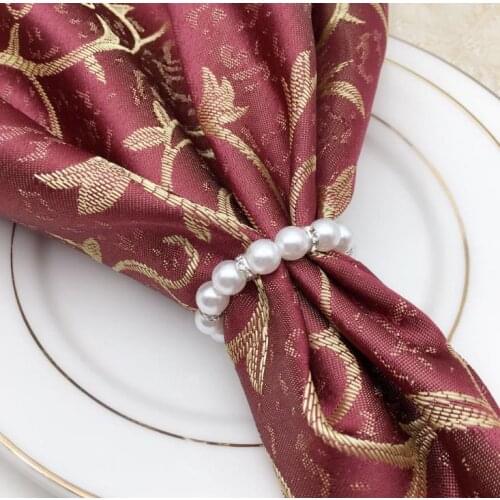 White Pearls Napkin Rings Wedding Napkin Buckle For Wedding Reception Party Table Decorations Supplies Wholesale SN528