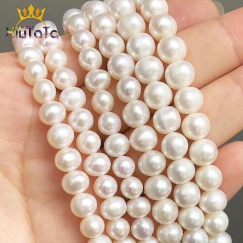 AA+ Natural Freshwater White Pearl Beads Round Beads For Jewelry DIY Making Bracelet Necklace Accessories 15" 6-7mm 7-8mm 8-9mm
