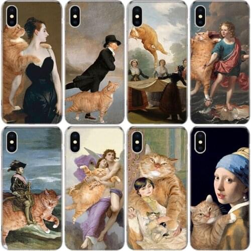 Van Gogh oil painting cat girl Phone Case For iphone 12 Mini 11 Pro XS MAX SE2020 8 7 6 6S Plus X 5 5S SE XR Cover Shell Coque