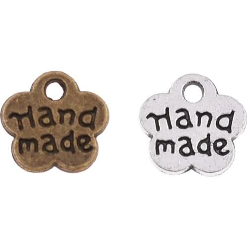 100Pcs 8mm Double Sided Flower Shaped Label Handmade Metal Garment Labels Tags For Clothes Bags Accessories