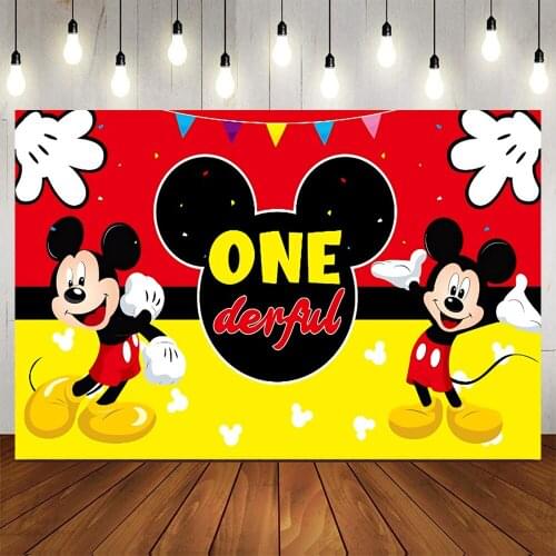 Mickey Minnie Mouse Disney Birthday Backdrop Cartoon Party Pink Girl Decoration Kids Baby Shower Newborn Background Photocall