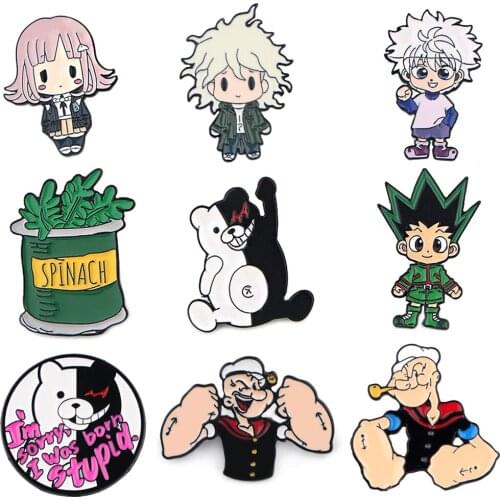 K2362 Anime Boy Girl Pins Enamel Brooches for Women Men Lapel pin Cartoon Metal Badge Collar Jewelry Gifts