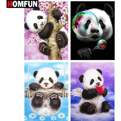 HOMFUN 5d Diamond Painting Full Square/Round "panda cute" Picture Of Rhinestone DIY Diamond Embroidery Home Decor
