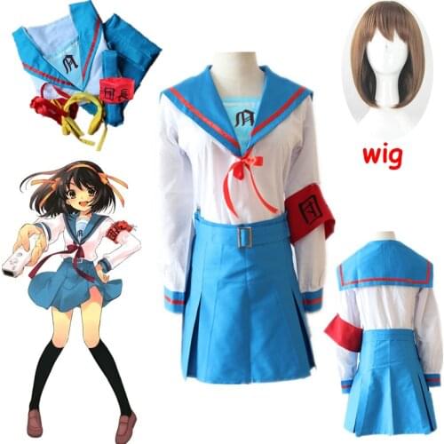 Anime Suzumiyas Melancholy Haruhi No Yuuutsu Cosplay Sailor Suit Student School Uniforms Women Halloween Masquerade Costumes