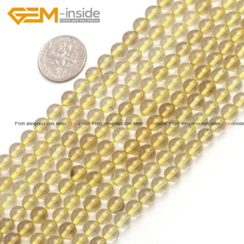 Natural Round Lemon Quartz Loose Beads For Jewelry Making 6mm 15inches DIY Jewellery FreeShipping Wholesale Gem-inside