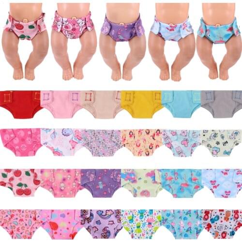 Doll Diapers Cute Underwear Animal Fruit Print For 18Inch American Doll Girls&43cm Baby Reborn,Our Generation,Doll Clothes Panty