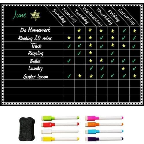 A3 Magnetic Dry Erase Whiteboard Soft Home Office Kitchen Memo Message Magnets Board With 8 Markers and Eraser