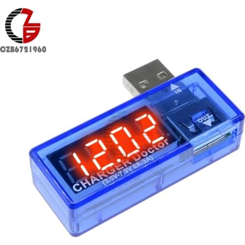 Mini 2-in-1 DC USB Tester 3V-7V 0-3A Digital Voltmeter Ammeter Red Display Charger Doctor Current Voltage Meter Detector Monitor