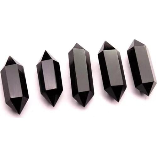 Natural obsidian double wand points polished quartz mineral crystals healing stones reiki decoration fine gifts