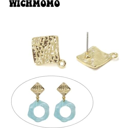 2019 New 19*16mm 10pieces/bag Zinc Alloy Gold Rhombus Ripple Earring Base Connectors Linkers for DIY Earring Jewelry Accessories