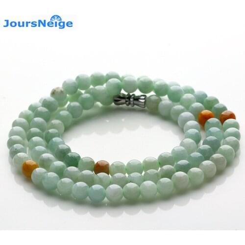 JoursNeige Natural Three Colors Cold Stone Round Beads Necklace Lucky for Women Girl Popular Jewelry