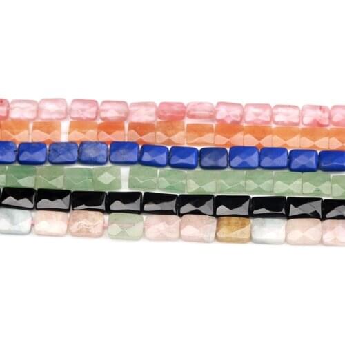 High Quality 8x12mm Natural Stone Faceted Rectangle Shape Necklace Bracelet Jewelry DIY Gems Loose Beads 15 Inch wk10