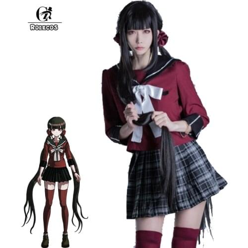 ROLECOS Game Danganronpa V3: Killing Harmony Harukawa Maki Cosplay Wig 120cm Black Long Straight Hair Anime Costume Wigs