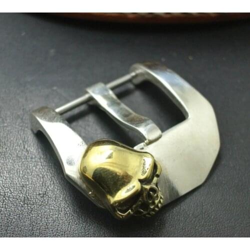 Pure copper skull decoration strap buckle Skull head for PAN creative mens wide buckle 20/22/24/26mm handmade strap accessories