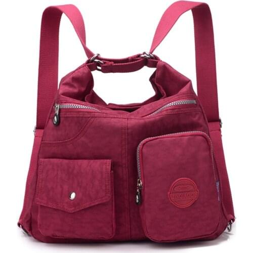 Casual Women Backpack Waterproof Nylon Cloth Backpack Lady Multi Pocket Bookbag Designer Travel Lady Shoulder Bag Female Mochila