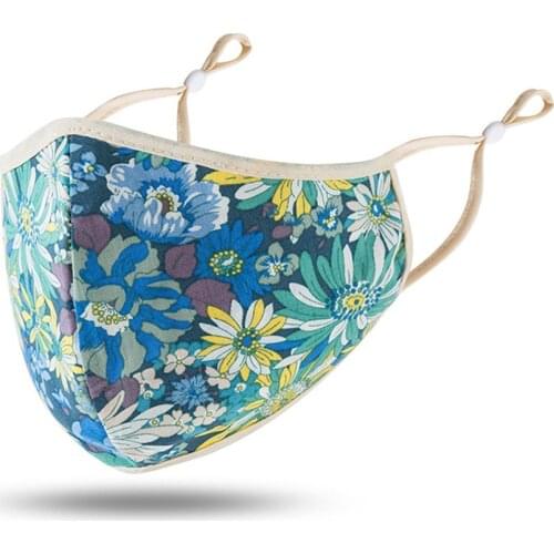 Elegant Floral Mask For Face Fashion Women Cotton Fabric Mouth Mask Washable Dust-proof Maske Facial Cover Facemask Decoration