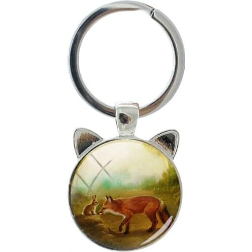 TAFREE Fairy And Bunny Cartoon Funny Shape Novelty Handmade Silver-plated Cat Ear Keychain Men And Women Accessories Jewelry