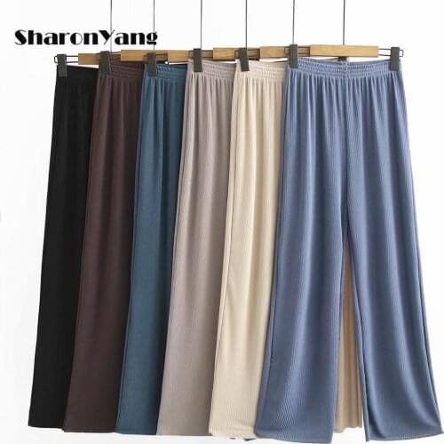 Wide Leg Pants Women 2021 New Summer Plus Size High Waist Casual Summer Slacks Pants Women Ice Silk Long Trousers Female Slacks