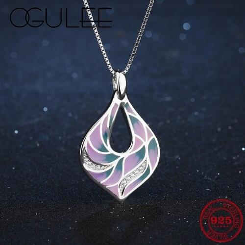 Women Pendants Necklace 2020 New Fashion Pink Peacock Feathers 925 Sterling Silver Fashion Zircon Necklace Pendant Party Jewelry