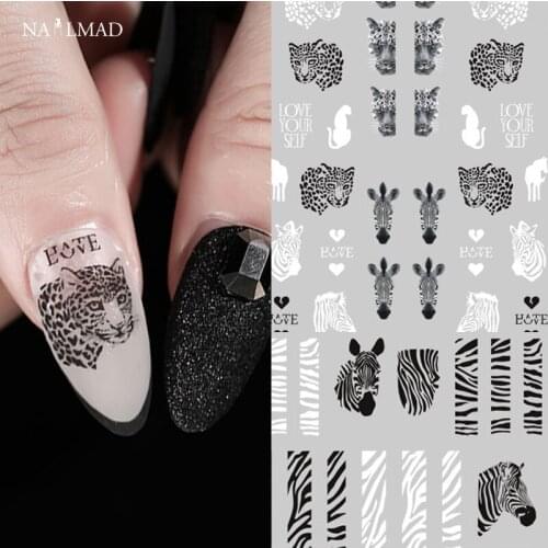 1 sheet Lion Zebra Nail Sticker Leopard Nail Art Adhesive Decals Nail Decorations Nail Art Stickers Animal Pattern
