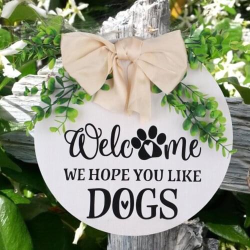 12Inch Wooden Hanging Round Welcome Durable Front Door Hanging Door Sign Holiday Decorations Garden Home Decor