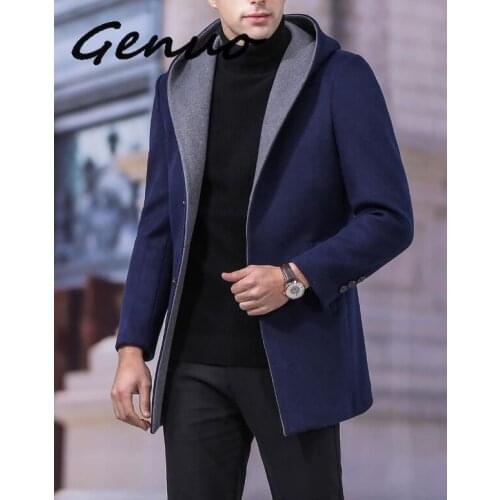 2019 new arrival autumn&winter high quality wool red trench coat men,mens wool hooded jackets plus-size M-3XL
