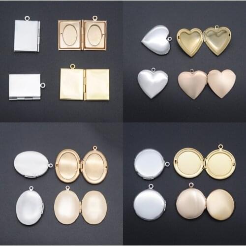 3pcs/lot 100% Stainless Steel Heart Locket Pendant Wholesale Round Square Photo Frame Pendants for DIY Jewelry Making