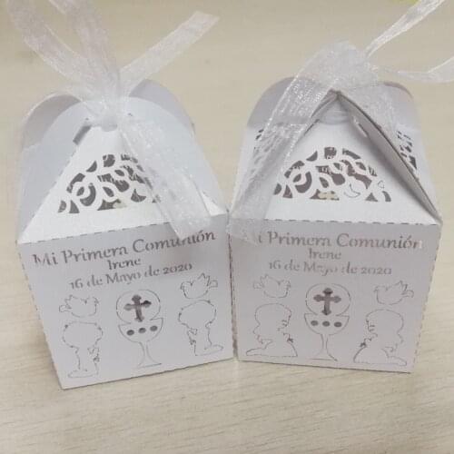 50 Pieces Personalized Mi Primera Comunion Candy Box Custom Theme Name Date Boys Girls First Holy Communion Party Candy Box
