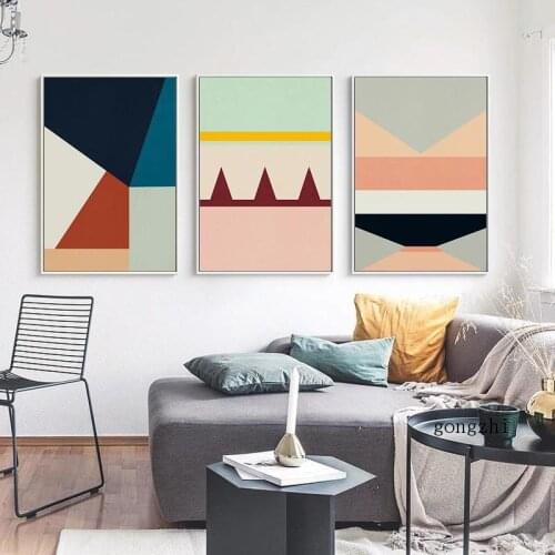 Geometric Color Block Abstract Posters Colorful Canvas Paintings and Prints Nordic Creative Wall Art Pictures Living Room Decor