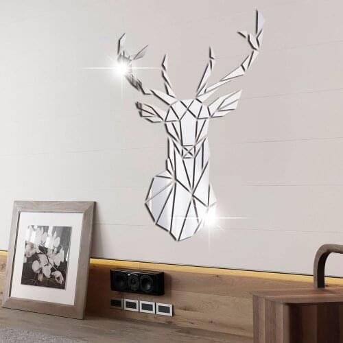 Acrylic Sika deer Mirror Surface Wall Stickers Decorative Sticker for Home Decor Kids Living Room Decoration
