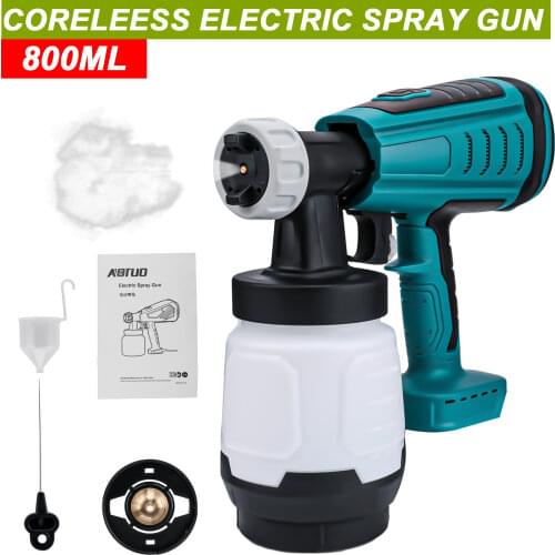 NEW Cordless Spray Gun 18V DC Electric Paint Sprayer 2 Nozzles 800ml Pot Easy Spraying for Makita 18V Battery