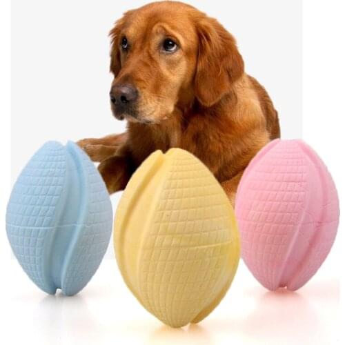 Clean Teeth Dog Toy Rugby Shape TPR Non-toxic Milk Flavor Pet Chews Toy For Medium Big Dogs Interaction Training Pet Supplies