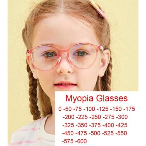 Chirldren Finished Myopia Glasses Round Transparent Mobile Phone Computer Anti-Radiation Blocking Blue Light EyeGlasses Frame