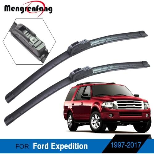For Ford Expedition 1997-2017 Car Front Windscreen Wiper Blades Soft Rubber Windshield Wiper J Hook Arms 2 Pieces