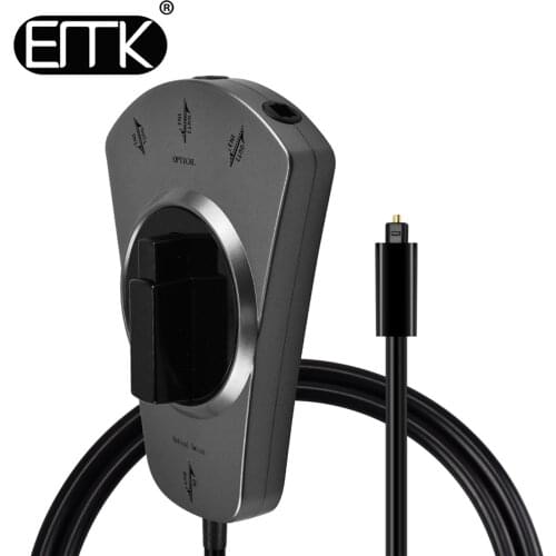 EMK 3-Way Digital Toslink Switch SPDIF Optical Audio Switch Toslink Cable Switcher Selector Hub Box for DVD CD player