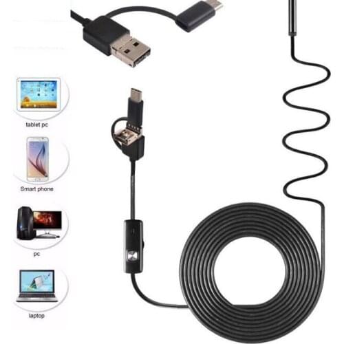 3-in-1 Endoscope Camera 7mm USB Endoscope Waterproof Detection Pipeline Camera 2M Endoscope For Android Mobile Phone PC