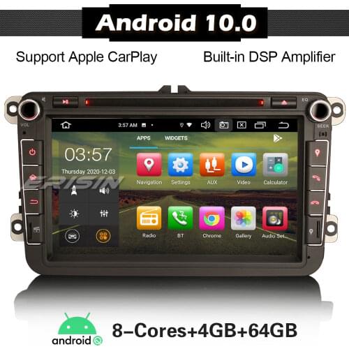 ERISIN 8105 Android 10.0 8" 8-Core GPS Sat Nav Bluetooth CarPlay OBD Wifi DAB+Car Stereo for VW Passat Golf MK 5 Touran Jetta