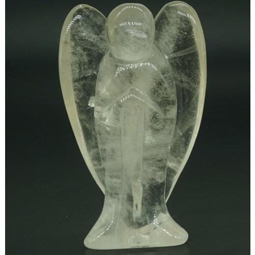 Angel Figurine Miniature Carved Natural Clear Quartz Stone Healing Statue Crystal Home Decoration Accessories 3 Inch