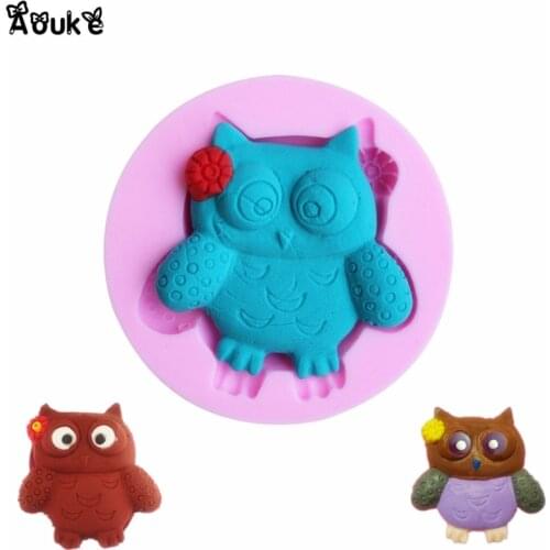 Owl Shape Embossed Liquid Silicone Cake Mold Fondant Decorating Tools Soap Bar Mold Chocolate Baking Tool DIY Kitchen Cookware