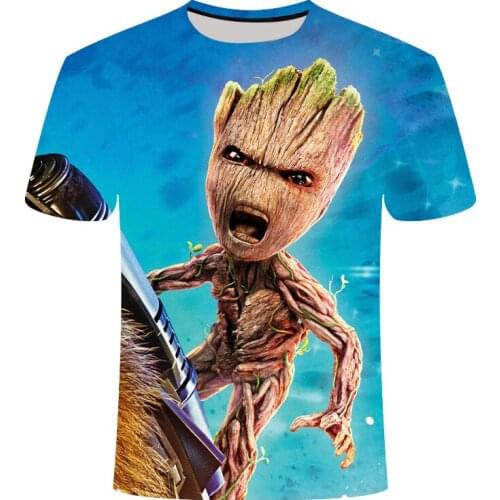 Funny Groot Guardians of the Galaxy Mens 3D T-shirt Casual Short Sleeve Fashion Printing Tshirt Children Lovely Cartoon T Shirt